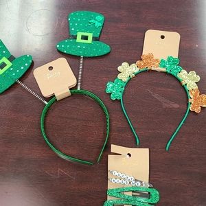 New St. Patrick Day Headbands Set Clover Barettes